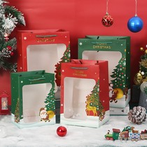 Christmas Window Bag Christmas Eve Apple Bag Tote Bag Santa Green Red Window Bag