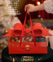 Flower Christmas Cake Box Flower Transparent Cover Gift Box Portable Folding Cake Box Baking Cake Box