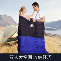 Wolf outdoor camping adult double down sleeping bag autumn and winter cold split thick warm duck down sleeping bag