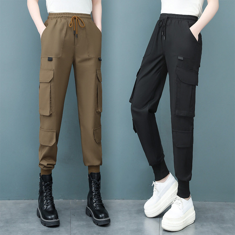 Spring autumn season handsome and elastic loose with lean bunch foot casual work sweatpants ladies outdoor sports boots pants long pants