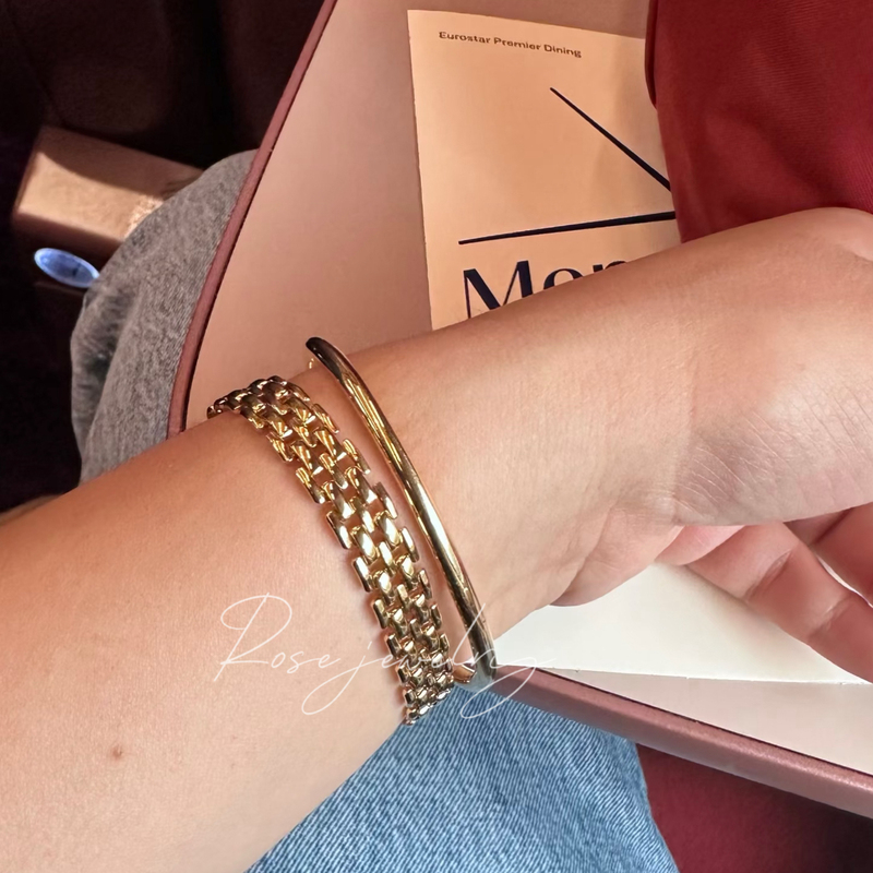 Light Jewelry/S925 Silver Gold-Plated Italian Imported Roman Chain Bracelet Vintage Fashion High-End Approximately 17g