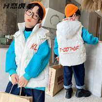 Boy vest autumn and winter models 2021 new childrens coat vest zipper shirt boys handsome middle and big children clothes