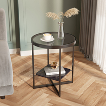 Light and luxurious sofa edge a few minimalist side cabinets Rack Terrace balcony Living room Creative small tea table small round table glass corner a few