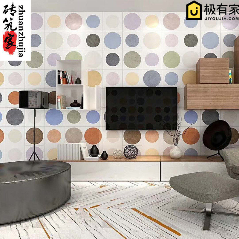 Nordic Modern Polo Dot Cement Color Flower Brick 200x200 Kitchen Makeup Room Wall Balcony Ground Anti Slip Tile