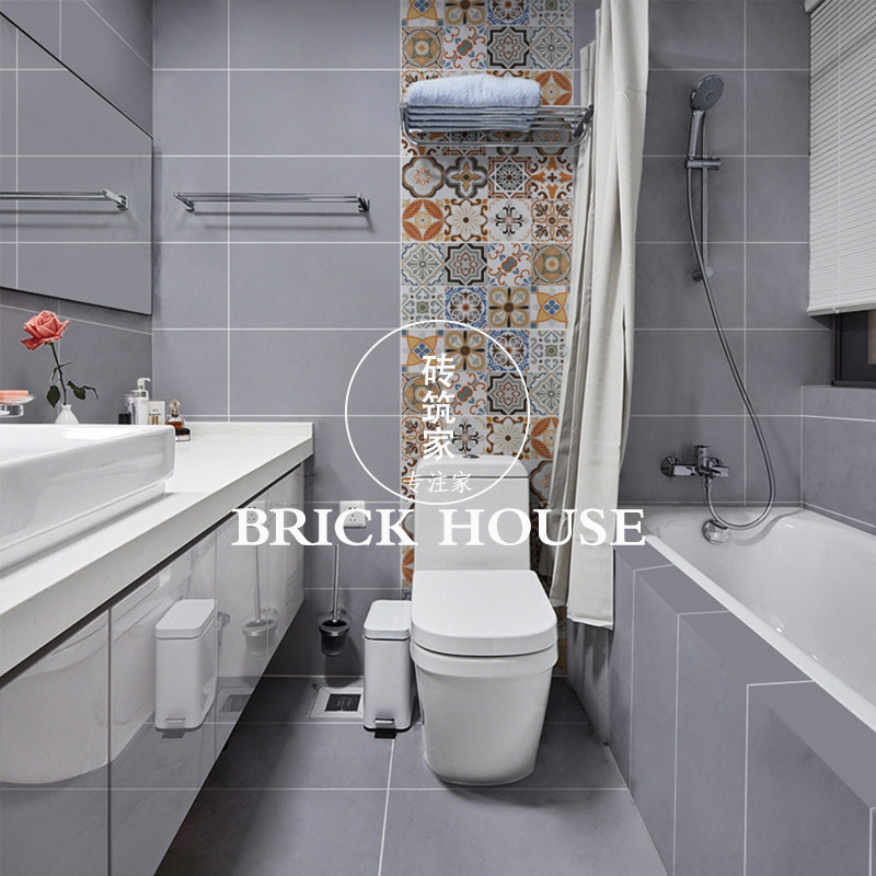 Japanese Wai Ji Feng solid color black white gray antique 600 kitchen dressing room wall balcony living room matte floor tiles