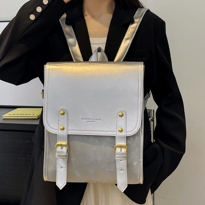Retro British College Style Leather Backpack, Casual and Fashionable Women's Versatile Leather Bag, College Student School Bag, Commuter Backpack
