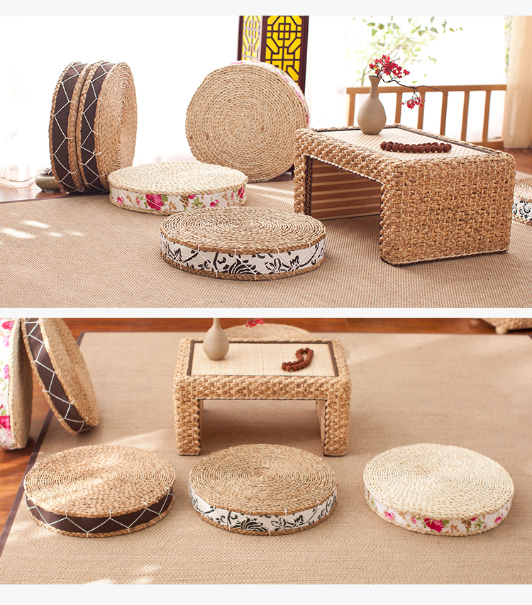 Handmade nệm đệm tròn sàn rơm nhộng nổi cửa sổ rơm rạ dày Nhật Bản vải Nhật Bản - Ghế đệm / đệm Sofa nệm ngồi