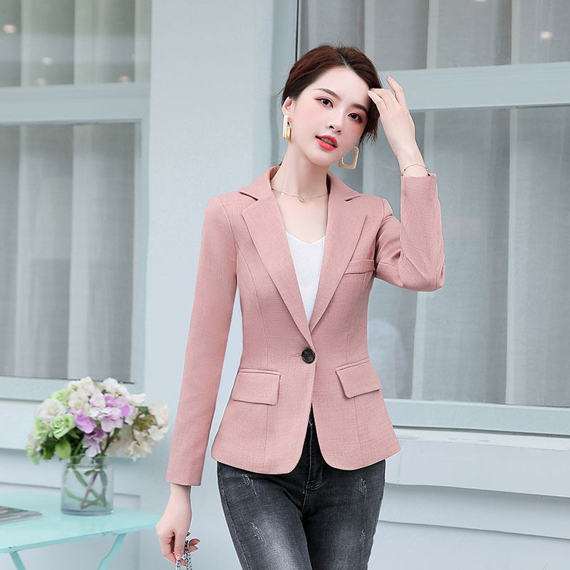 Pink suit jacket women's spring and autumn all-match 2022 new small short style temperament self-cultivation western style top trendy