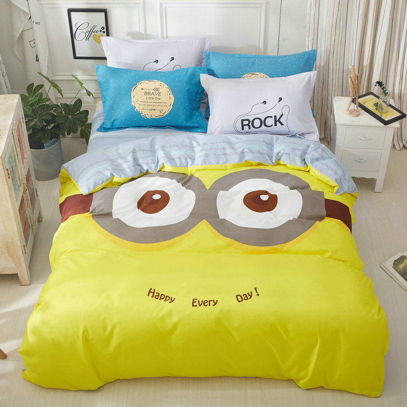 Thickened pure cotton cartoon four-piece cotton student children three-piece group boy sheet quilt cover bedding bedding