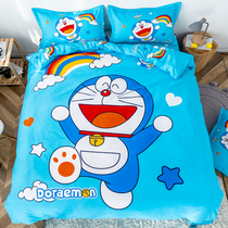 Childrens four-piece set cute cartoon bed cotton sheet quilt core three-piece set boys and girls