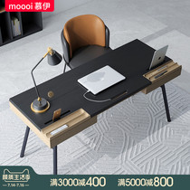 Italian minimalist desk bookshelf combination Nordic ins light luxury simple modern rock board Home computer desk Study chair