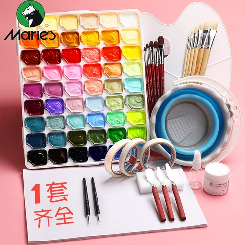 Пигментированная гуашь, художественный набор инструментов, профессиональная портативная акварель для начинающих для школьников, 54 цветов, полный комплект, 30 мл