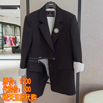 Pint brothers new 2021 autumn new black zipped suit woman jacket 1400477-4218611-001