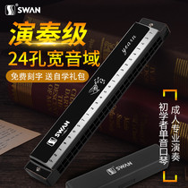 Swan card 24 hole monolith C tune harmonica children beginner childrens gift for harmonica introductory children