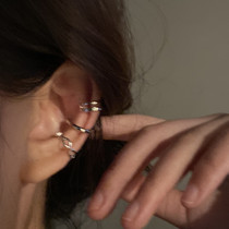 Lou Haha] High-end ear clips without pierced ears 2021 female silver twist ins cold style three-piece ear bone clip