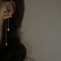 Louhaha] Painless ear-hook earrings womens natural freshwater pearl ear bone clip one-piece tea ear clip simple