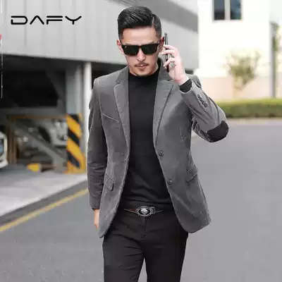 Light luxury brand vertical stripe casual blazer men's slim Korean single western top trend fashion cotton suit