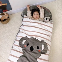 Meng autumn and winter children warm and kicked by baby milk velvet thick sleeping bag baby kindergarten nap quilt