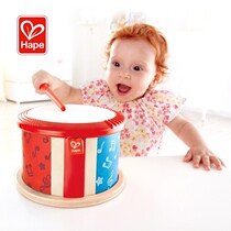 Hape Bifacial Music Drum Sensation Wood Drum Children Early Melody Foster Musical Sense Intellect Wooden Children Puzzle Toy Male Girl