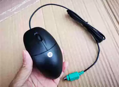 New HP ps2 interface wired mouse round head round hole photoelectric black desktop computer universal mouse