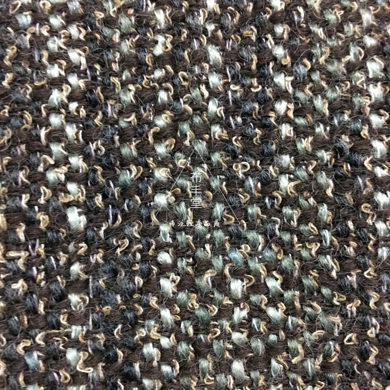 Celine Coffee-Colored Beige-Green Tweed Fabric Woven Luxury Brand Clothing Jacket Skirt Wool Coarse Tweed Material Celine Coffee-Colored Beige-Green Tweed Fabric Woven Luxury Brand Clothing Jacket Skirt Wool Coarse Tweed Material