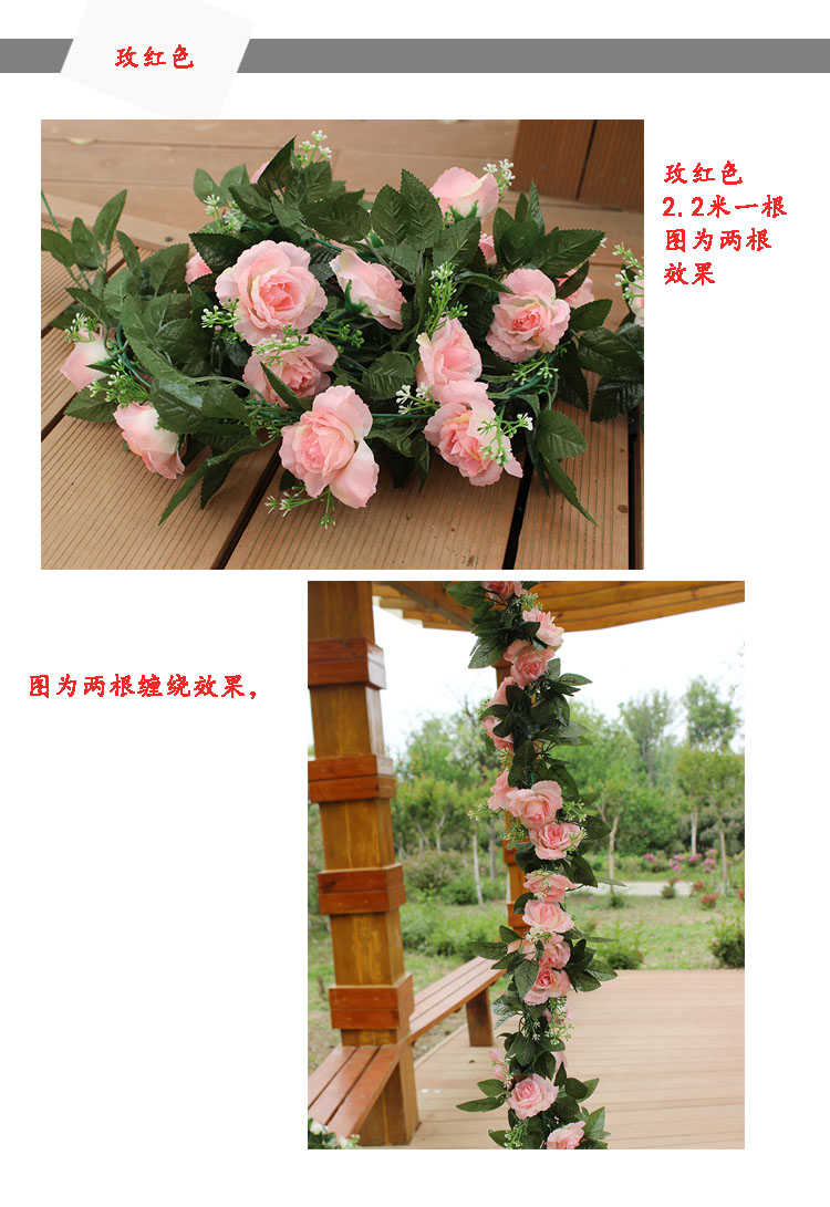 Thanh lịch retro mô phỏng hoa hồng mây giả hoa mây nhựa lụa hoa điều hòa không khí ống trang trí hoa treo tường - Hoa nhân tạo / Cây / Trái cây bình hoa hồng giả đẹp