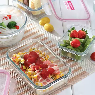 Food microwave oven heated lunch box lunch box glass lunch box fresh box set rectangular round with lid seal