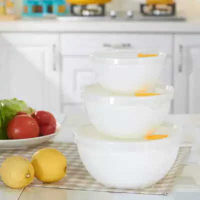 Microwave oven heating special round lunch box Lunch box Household large plastic with lid Microwave oven bowl three-piece set
