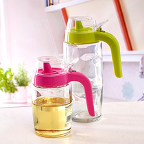 Household glass oil pot large oil bottle Vinegar bottle Sesame oil bottle Kitchen supplies leak-proof oil tank Vinegar pot Soy sauce bottle
