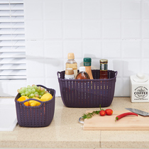 Imitation rattan desktop storage basket Plastic hollow storage basket Kitchen snack storage box Bathroom bath basket dirty clothes basket