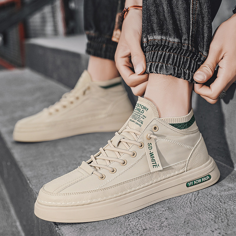 Canvas shoes men high cylinder summer trend hundred and light breathable small white shoes summer thin mode without casual cloth shoes