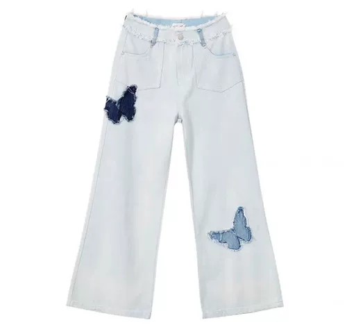 Осенние джинсы, штаны, дизайнерские ретро леггинсы, тренд сезона, в американском стиле, свободный прямой крой