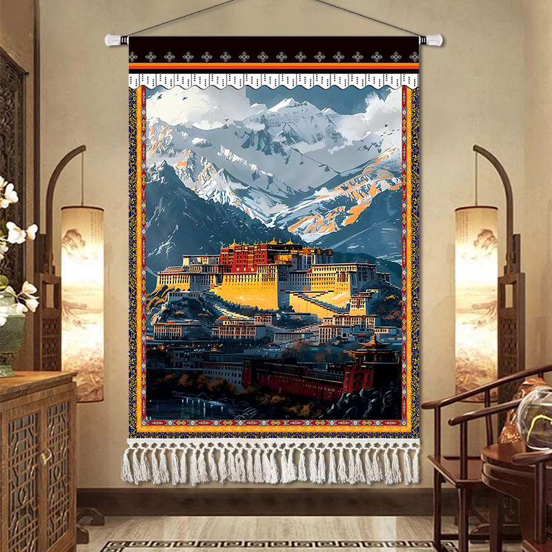 Potala Palace Background Cloth Hanging Tapestry Tibetan Ethnic Culture Tibetan-Style Hanging Painting Room Living Room Streamer Tapestry Wall Painting Cloth Potala Palace Background Cloth Hanging Tapestry Tibetan Ethnic Culture Tibetan-Style Hanging Painting Room Living Room Streamer Tapestry Wall Painting Cloth