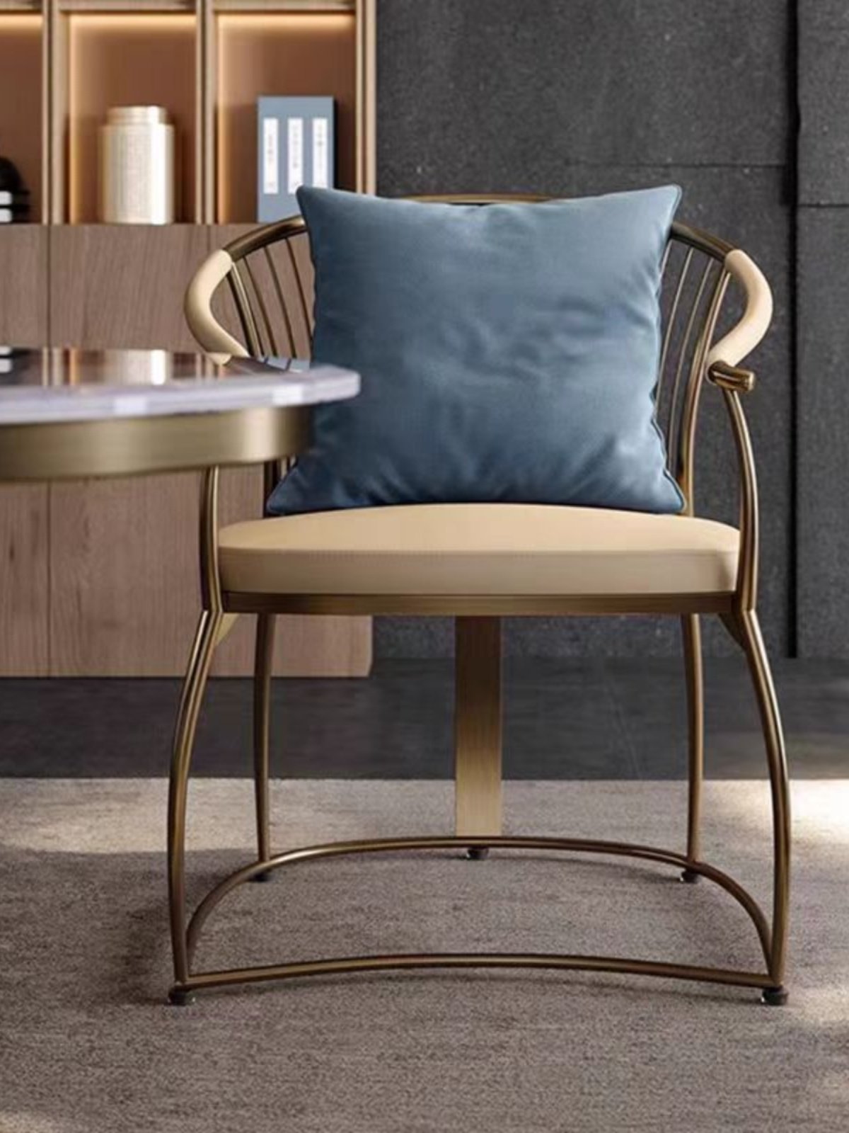 Modern Light Luxury Tea Table and Chair Set, Master Seat Tea Chair, Armchair, Designer Stainless Steel Balcony Home Tea Brewing Station Master Chair