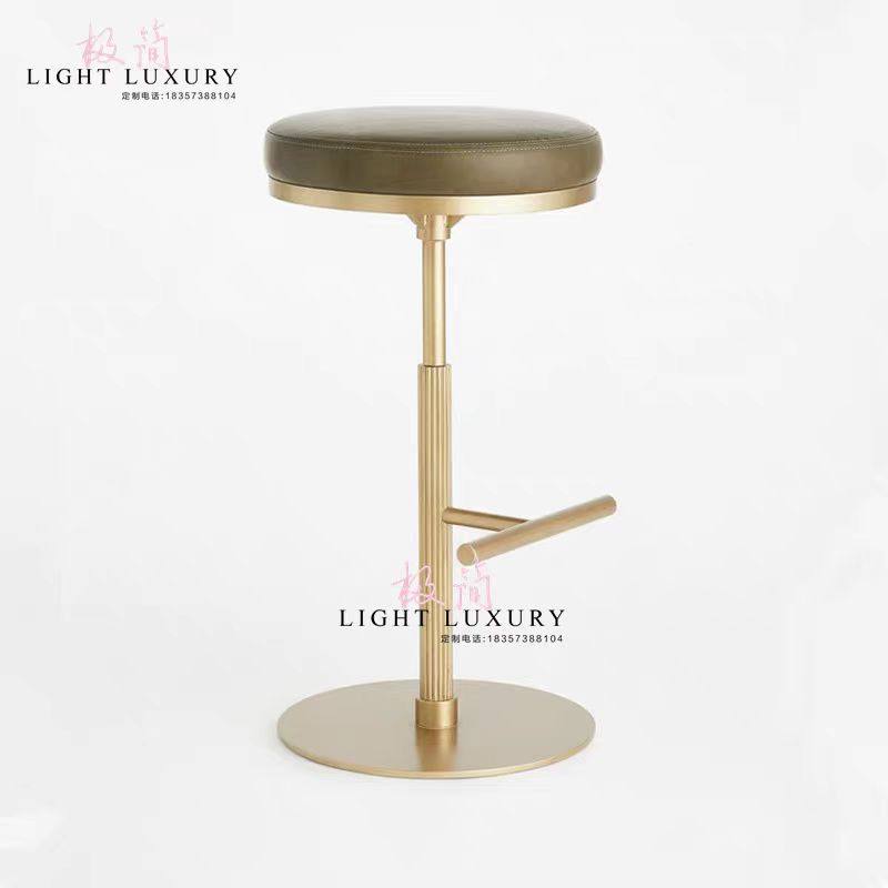 Modern Minimalist Light Luxury Stainless Steel Metal Bar Stool for Bars, Cafes, Ktv, Leather Bar Chair, Front Desk High Stool