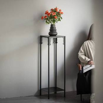 Chinese-Style Flower Stand Wabi-Sabi Style Wrought Iron Incense Table Floor-Standing Orchid Flower Stand Pot Bracket Double-Layer Modern Indoor Flower Stand