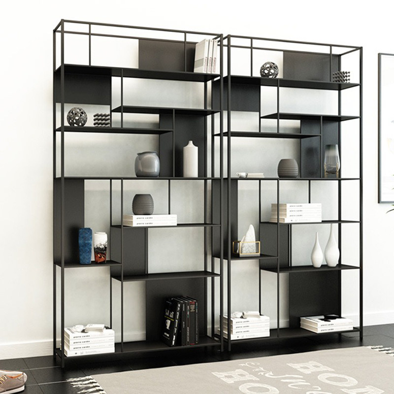 Nordic wrought iron bookshelf office partition rack living room floor-to-ceiling bookcase modern minimalist creative display rack