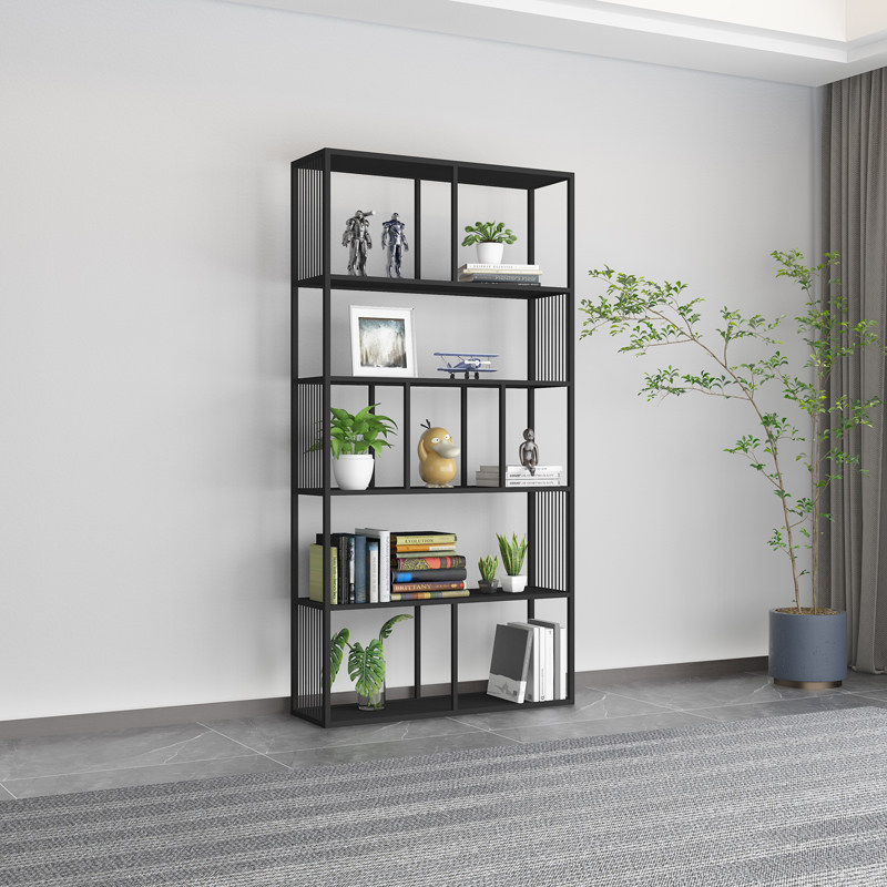 Nordic wrought iron partition rack office bookshelf floor light luxury living room display stand simple porch decorative cabinet