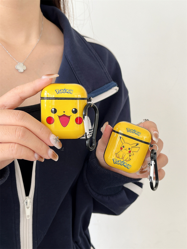Japanese and Korean Cartoon Cute Pokémon Pikachu AirPods Pro Protective Case Suitable for 1St/2Nd Generation Apple Wireless Bluetooth Earphones, AirPods 3Rd Generation Couple Female 5Th Generation Pro2 Silicone Soft Case