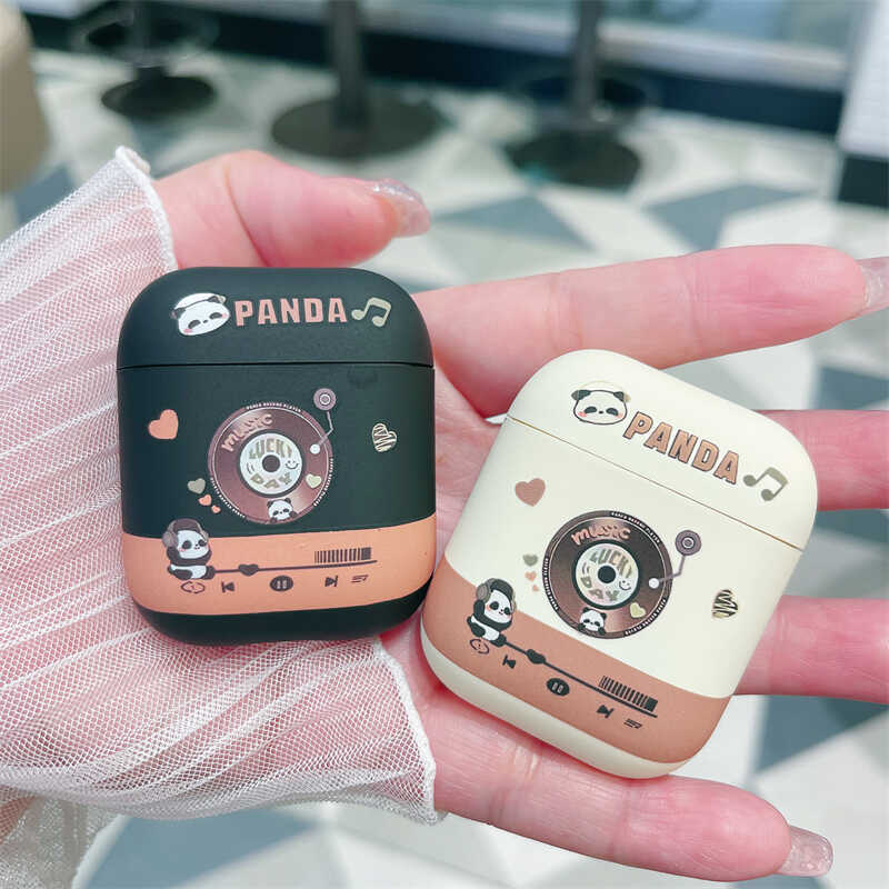 Cute and Fun Record Player Panda Case for AirPods Pro 1/2 Generation Apple Wireless Bluetooth Earphone Case 3Rd Generation Pro2 Silicone Soft Case 5Th Generation 4Th Generation Cartoon Anti-Drop Case Airpods2