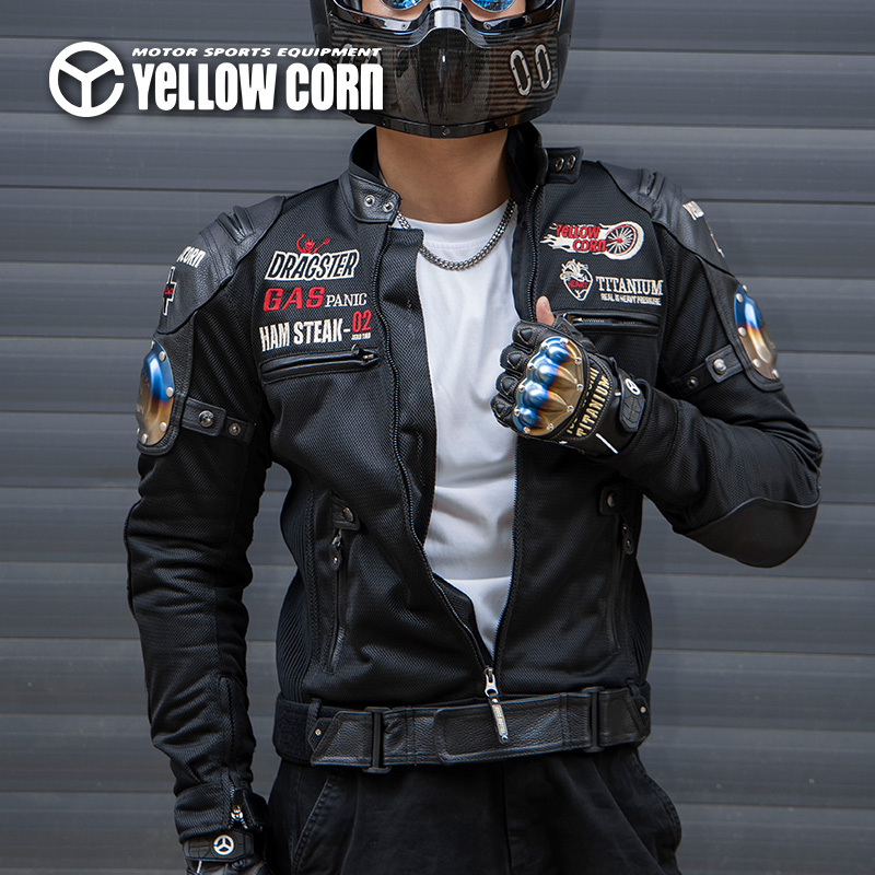 Japanese Yellowcorn Motorcycle Racing Spring and Summer Anti-Fall Titanium Alloy Men's and Women's Tops, Jackets, and Cycling Suits