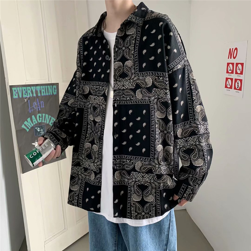 Cashew flower jacket men's spring and summer thin section loose tide brand ins retro hip-hop jacket ruffian handsome all-match top