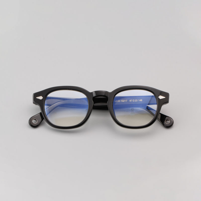 Black hand - made male and female glasses vintage with myopia lens anti - blue - light Japanese celluloid transparent frame 10217