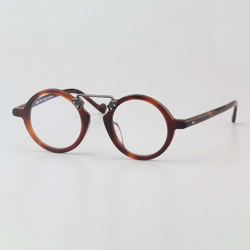 Personal round glasses frame near - sight glasses Boy tide cellulus glasses with gold black round frame large face 10159