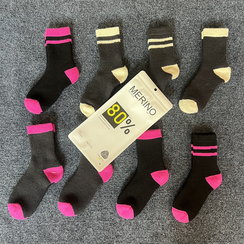 80% Merino Wool Socks for Women, Mid-Calf Socks, Thickened Terry, Outdoor Hiking, Sports, Snow, Home Socks