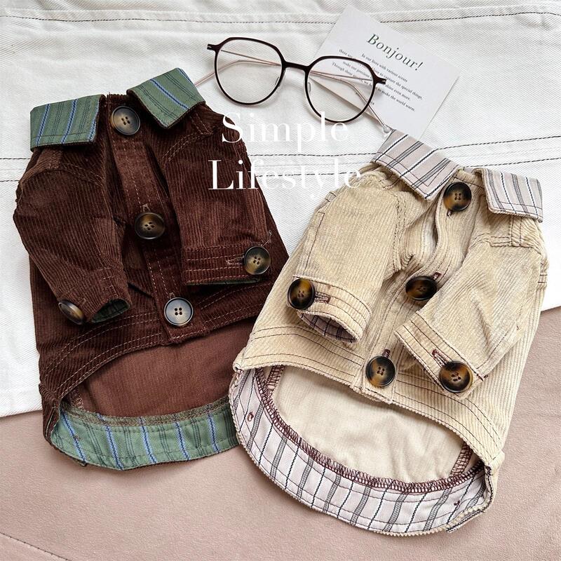 New York Street Corner ~ Retro Windbreaker Pet Clothes Autumn and Winter Thickened Coat Teddy Pomeranian Dachshund Clothes for Cats