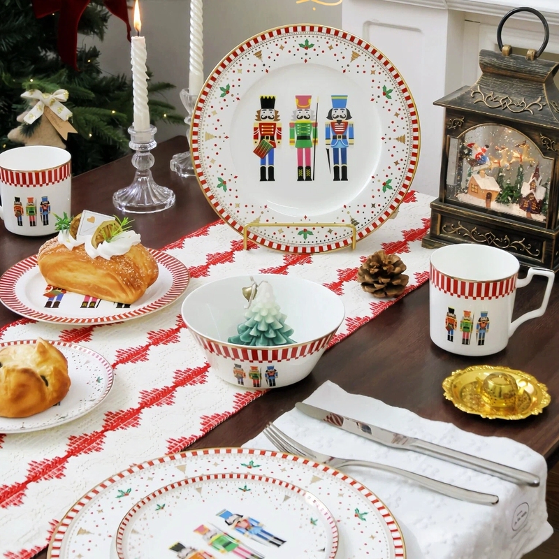 Haipai Time High Bone China Nutcracker Dessert Plate Christmas Gift Christmas Mug Christmas Tableware