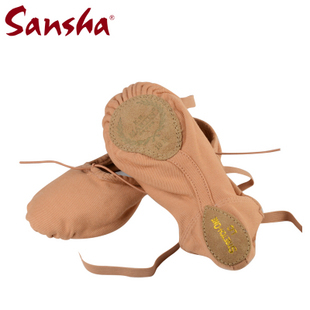 French Sansha Sansha ballet professional practice shoe elastic canvas two-bottom soft shoe with left and right foot M001C