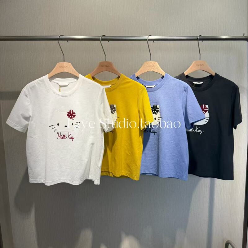Bo播 晴软喵屿 2026 Autumn Collection Genuine Kitty Collaboration Printed T-Shirt Bdt3Yd3251 598