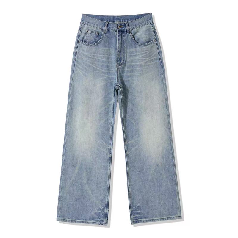 Zxrn*Kaisanyou A01 Classic Horizontal and Vertical Bamboo Pattern High-End Whiskered Scratch-Effect Sea Salt Blue Washed Jeans Zxrn*Kaisanyou A01 Classic Horizontal and Vertical Bamboo Pattern High-End Whiskered Scratch-Effect Sea Salt Blue Washed Jeans